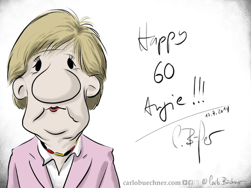 Cartoon: Happy 60 Angie (medium) by Carlo Büchner tagged angela,merkel,1954,2014,cdu,bundeskanzlerin,deutschland,60,geburtstag,carlo,büchner,arts