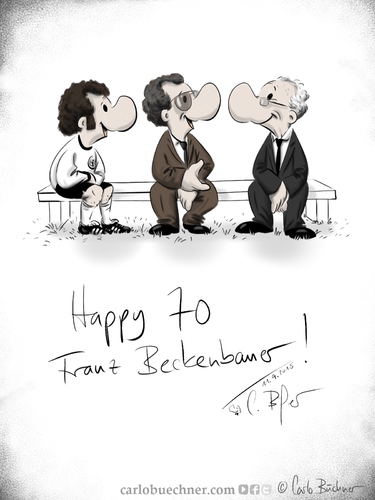 Cartoon: HAPPY BIRTHDAY KAISER (medium) by Carlo Büchner tagged franz,beckenbauer,1945,2015,2006,fußball,deutschland,legende,wm,weltmeister,1990,1966,england,stories,zeit,reise,zeitreise,geburtstag,70,happy,birthday,jubiläum,anniversary,art,carlo,büchner,arts,ray,kunst,cartoon,comic,humor,joke,satire