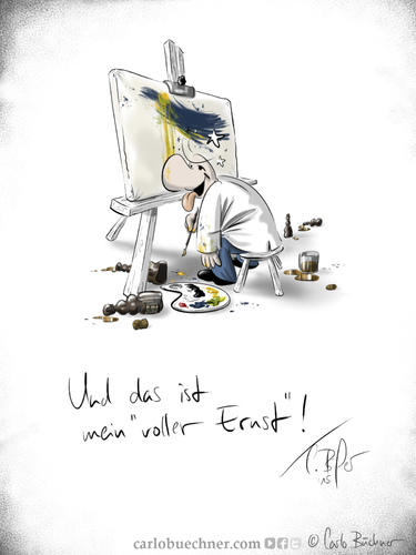 Cartoon: Mein voller Ernst! (medium) by Carlo Büchner tagged ray,2015,ernst,max,carlo,büchner,arts,satire,wortspiel,drunken,alkohol,malerei,painting,joke,pinsel,cartoon