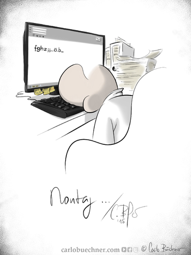 Cartoon: Monday... (medium) by Carlo Büchner tagged monday,montag,dont,like,mondays,weekend,wochenende,hangover,tired,müde,office,büro,ray,carlo,büchner,arts,2015,woche,start,arbeit,satire,cartoon,humor,fun,funny,spass,witz,joke,enjoy,life