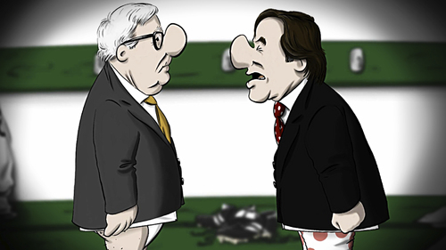 Cartoon: Neuer Clip online! (medium) by Carlo Büchner tagged dfb,niersbach,präsident,rücktritt,netzer,zwanziger,ex,2015,2014,2006,1974,wm,wm2006,weltmeisterschaft,betrug,fifa,stimmen,gekauft,dreyfus,adidas,millionen,beckenbauer,franz,kaiser,deutschland,fußball,skandal,streit,satire,humor,carlo,büchner,arts,ray,comic,animation,cartoon