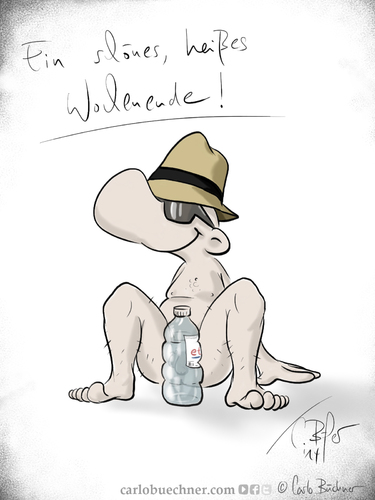 Cartoon: Schönes und heißes Wochenende (medium) by Carlo Büchner tagged sommer,hitze,heiß,hot,summer,2014,urlaub,holliday,spaß,fun,sunglasses,sonnenbrille,hut,hat