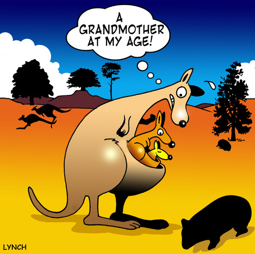 Cartoon: a grandmother (medium) by toons tagged grandmother,mother,baby,kangaroo,australia,birthdays,outback,grandfather