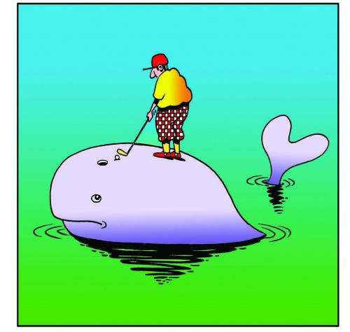 Cartoon: a whale in one (medium) by toons tagged sport,golf,whales,sea,fish,
