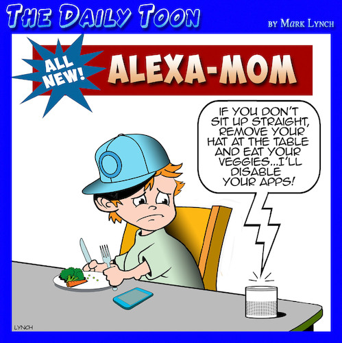 Cartoon: Alexa (medium) by toons tagged ai,artificial,intelligence,table,manners,apps,ai,artificial,intelligence,table,manners,apps