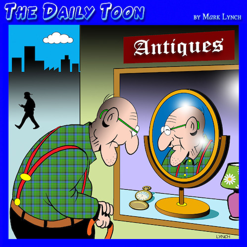 Cartoon: Antiques (medium) by toons tagged aging,population,pensioners,old,man,antique,mirror,aging,population,pensioners,old,man,antique,mirror