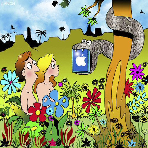 Cartoon: apple ipad (medium) by toons tagged adam,and,eve,ipad,iphone,ipod,apple,computer,tablets