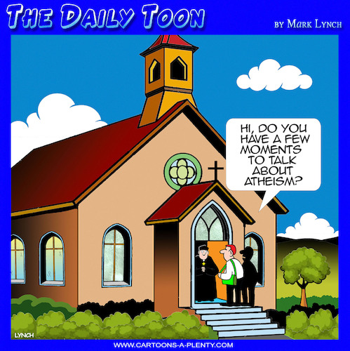 Cartoon: Atheists (medium) by toons tagged atheism,jehovahs,witnesses,mormans,atheism,jehovahs,witnesses,mormans