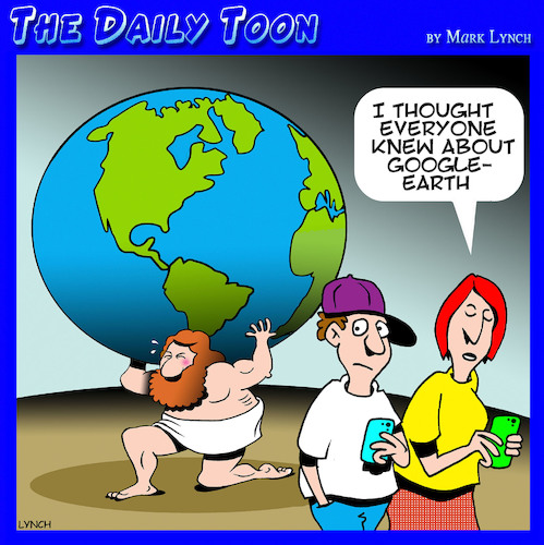 Cartoon: Atlas (medium) by toons tagged google,earth,myths,google,earth,myths