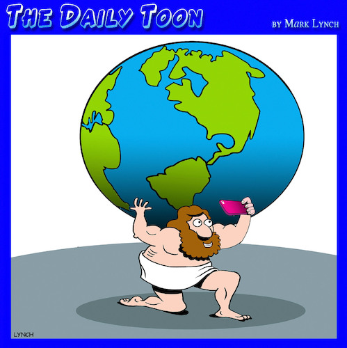 Cartoon: Atlas selfie (medium) by toons tagged selfies,myths,selfies,myths