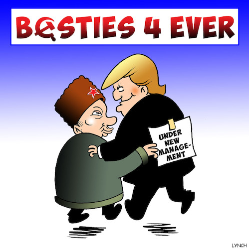 Cartoon: Bestie friends (medium) by toons tagged putin,trump,under,new,management,helsinki,summit,kick,me,putin,trump,under,new,management,helsinki,summit,kick,me