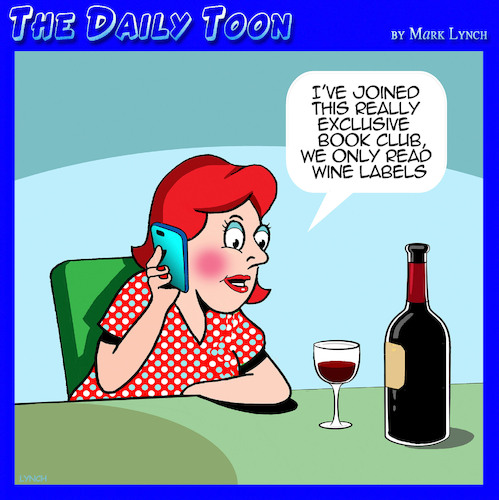 Cartoon: Book club (medium) by toons tagged wine,lovers,labels,book,readers,clubs,wine,lovers,labels,book,readers,clubs