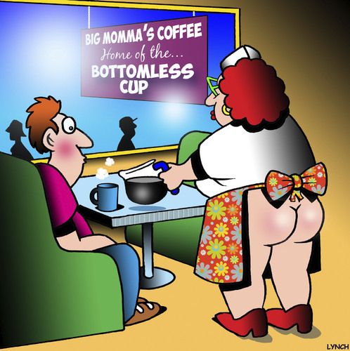 Cartoon: Bottomless cup (medium) by toons tagged coffee,bottomless,cup,topless,bar,cafe,sexy,coffee,bottomless,cup,topless,bar,cafe,sexy