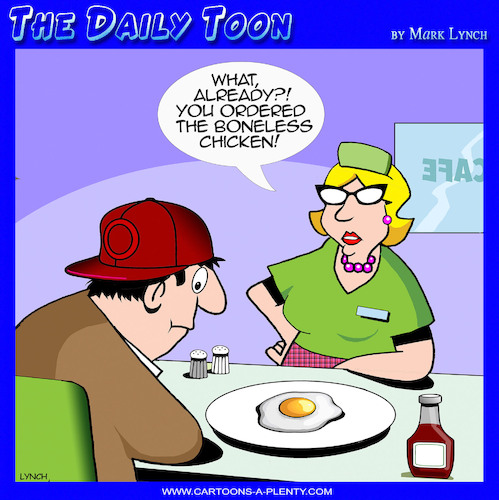 Cartoon: Chicken dinner (medium) by toons tagged eggs,boneless,chicken,cafe,eggs,boneless,chicken,cafe