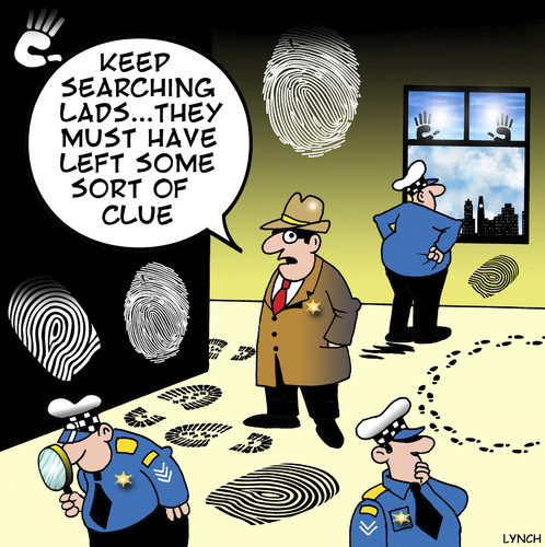 Cartoon: clueless (medium) by toons tagged police,detectives,fingerprints,crime,clues