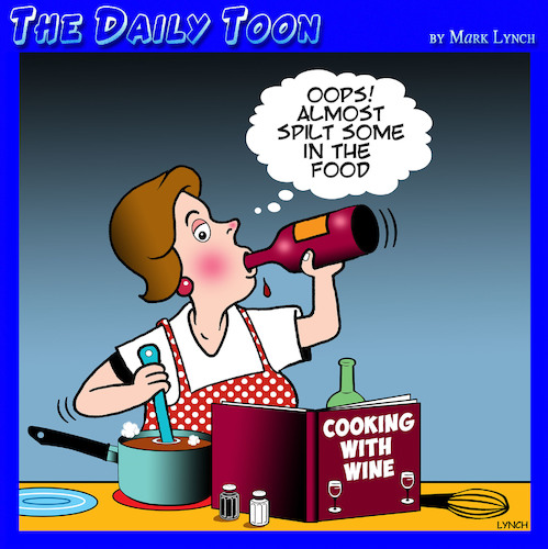Cartoon: Cooking with wine (medium) by toons tagged cooking,wine,drinkers,with,chef,cooking,wine,drinkers,with,chef