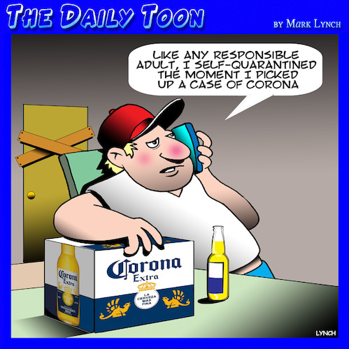 Cartoon: Corona (medium) by toons tagged self,isolation,quarantine,beer,covid,19,coronavirus,corona,self,isolation,quarantine,beer,covid,19,coronavirus,corona