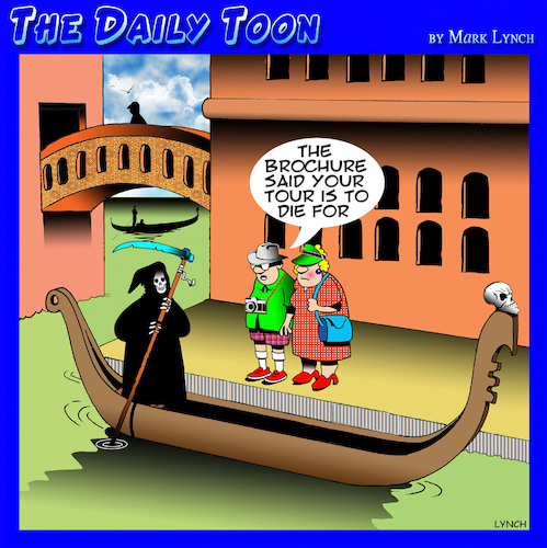 Cartoon: Death in Venice (medium) by toons tagged angel,of,death,gondolas,venice,apocalypse,tourists,italy,tourism,travel,brochures,angel,of,death,gondolas,venice,apocalypse,tourists,italy,tourism,travel,brochures