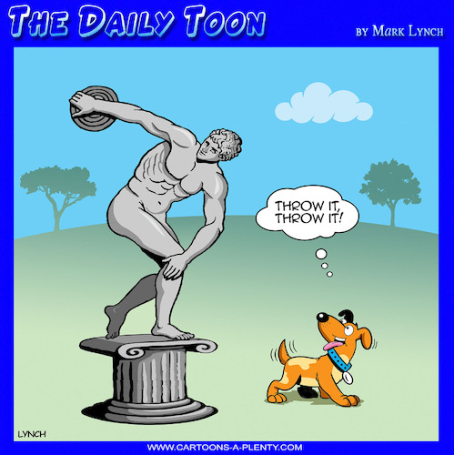 Cartoon: Discobolus (medium) by toons tagged discus,playing,fetch,olympics,discus,playing,fetch,olympics