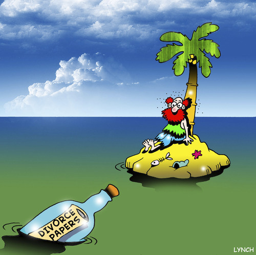 Cartoon: Divorce (medium) by toons tagged desert,island,serving,divorce,papers,lawyer,desert,island,serving,divorce,papers,lawyer