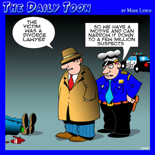 Cartoon: Divorce lawyer (medium) by toons tagged murder,victim,divorce,lawyer,suspect,marriage,police,murder,victim,divorce,lawyer,suspect,marriage,police