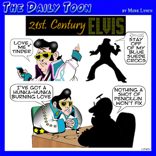 Cartoon: Elvis (medium) by toons tagged elvis,love,me,tender,tinder,burning,elvis,love,me,tender,tinder,burning