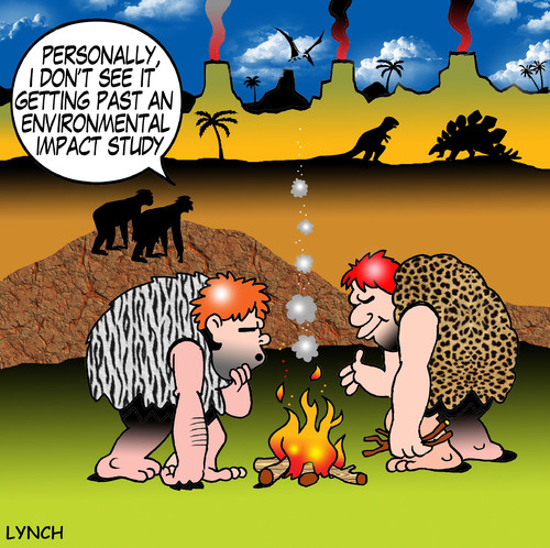 Cartoon: environmental impact study (medium) by toons tagged environment,environmental,impact,study,invention,of,fire,prehistoric,caveman,work,safety,smoke,inventions,monkeys,bronze,age