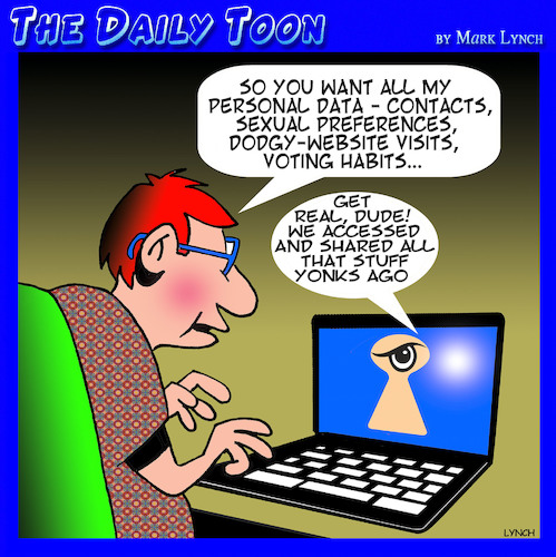 Cartoon: Facebook privacy issues (medium) by toons tagged online,privacy,facebook,scandal,personal,data,breach,online,privacy,facebook,scandal,personal,data,breach