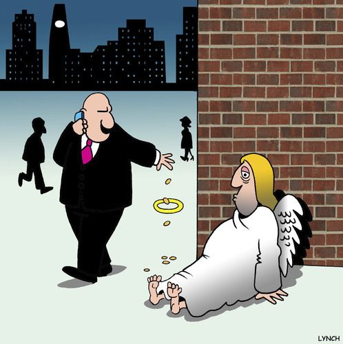 Cartoon: Fallen angel (medium) by toons tagged luck,of,out,begging,angels