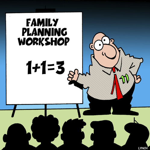 Cartoon: Family planning (medium) by toons tagged family,planning,workshops,mathematics,one,plus,condoms,overpopulation,family,planning,workshops,mathematics,one,plus,condoms,overpopulation