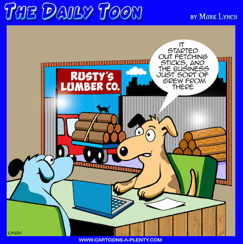 Cartoon: Fetching sticks (medium) by toons tagged lumber,yard,timber,sales,dogs,lumber,yard,timber,sales,dogs