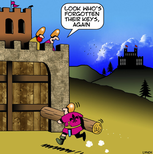 Cartoon: Forgot my keys (medium) by toons tagged castle,siege,storm,the,lost,keys,medieval,castles,break,down,walls,castle,siege,storm,the,lost,keys,medieval,castles,break,down,walls