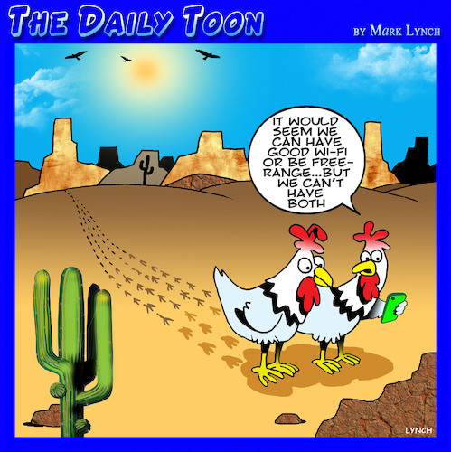 Cartoon: Free range (medium) by toons tagged chickens,wifi,free,range,chickens,wifi,free,range