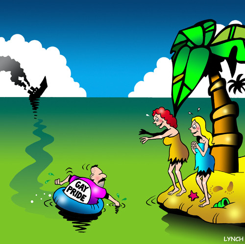 Cartoon: gay pride (medium) by toons tagged gay,pride,shipwreck,homosexual,desert,island