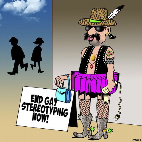 Cartoon: Gay stereotypes (medium) by toons tagged gays,stereotype,protest,costumes,tu,gays,stereotype,protest,costumes,tu