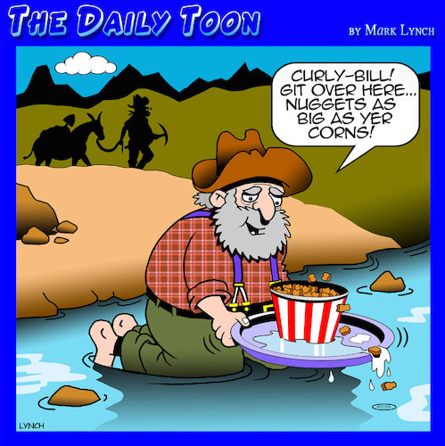 gold panning cartoon