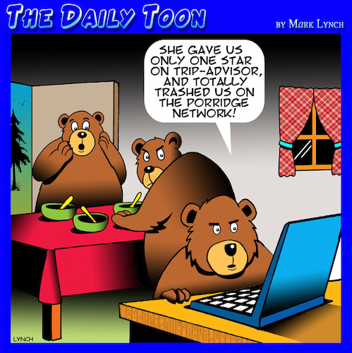 Cartoon: Goldilocks (medium) by toons tagged three,bears,fairy,tales,goldilocks,and,the,online,reviews,trip,advisor,porridge,three,bears,fairy,tales,goldilocks,and,the,online,reviews,trip,advisor,porridge