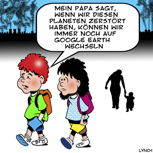Cartoon: google earth (medium) by toons tagged google,environment,ecology,global,warming