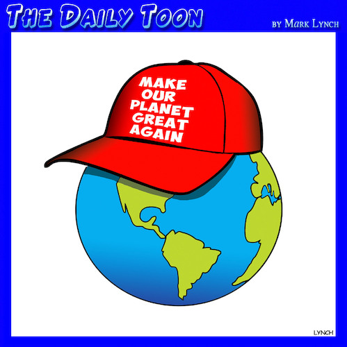 Cartoon: Great again (medium) by toons tagged ecology,trump,hat,climate,change,ecology,trump,hat,climate,change
