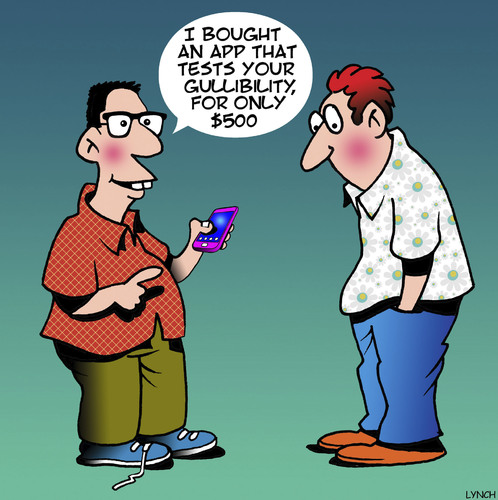 Cartoon: Gullible (medium) by toons tagged apps,gullible,gullibility,smart,phones,iphone,apps,gullible,gullibility,smart,phones,iphone