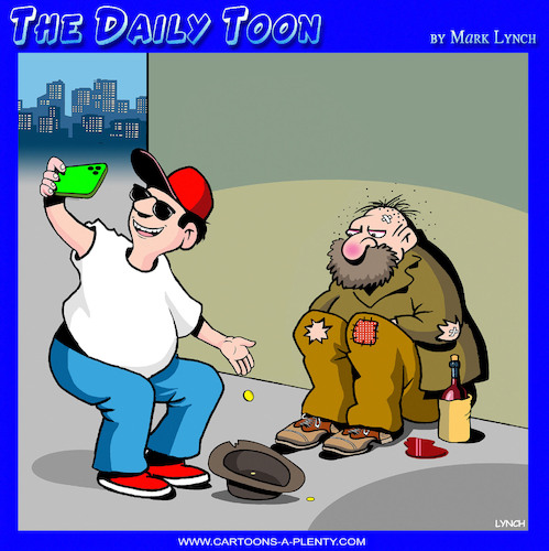 Cartoon: Humility (medium) by toons tagged selfies,donations,begging,selfies,donations,begging