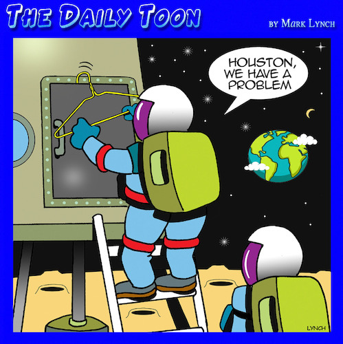 Cartoon: Locked keys inside (medium) by toons tagged houston,we,have,problem,space,travel,astronauts,moon,landing,coat,hanger,houston,we,have,problem,space,travel,astronauts,moon,landing,coat,hanger