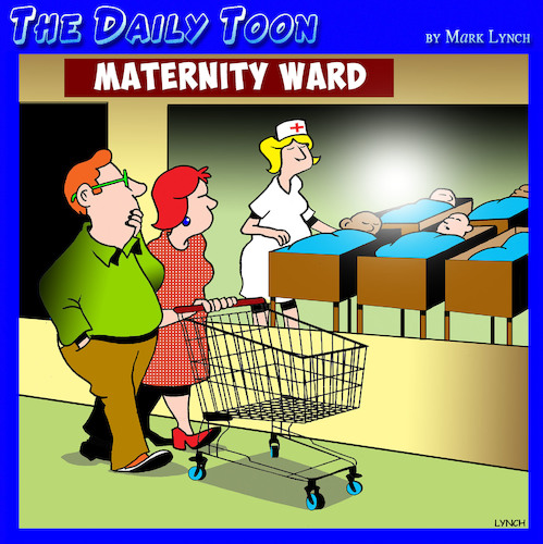 Cartoon: Maternity ward (medium) by toons tagged maternity,shopping,trolley,hospitals,maternity,shopping,trolley,hospitals
