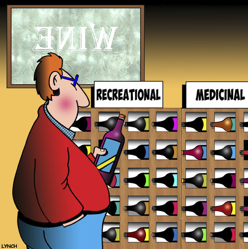 Cartoon: Mecicinal use (medium) by toons tagged wine,sales,red,health,benefits,recreational,use,wine,sales,red,health,benefits,recreational,use