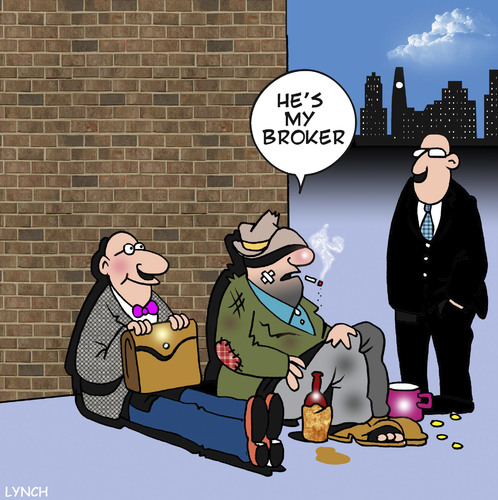 Cartoon: my broker (medium) by toons tagged finance,broker,stock,market,begging