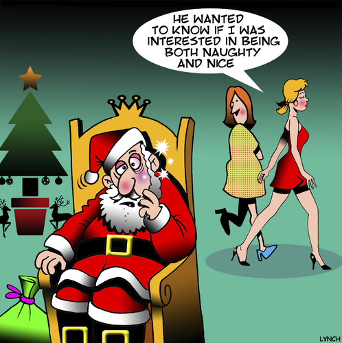 Cartoon: Naughty and nice (medium) by toons tagged christmas,santa,face,sla...