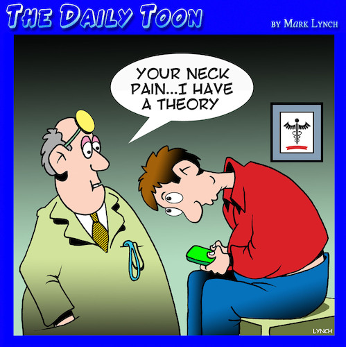 Cartoon: Neck pain (medium) by toons tagged smart,phones,physio,neck,pain,chiropractor,smart,phones,physio,neck,pain,chiropractor