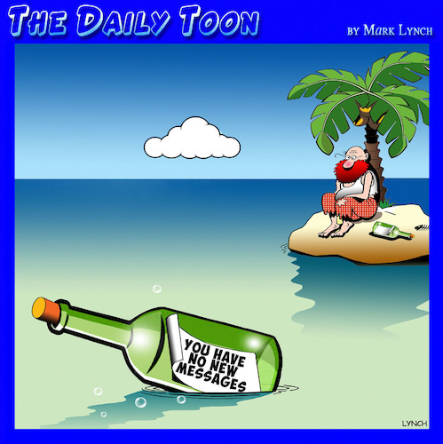 Cartoon: No new messages (medium) by toons tagged message,in,bottle,desert,island,message,in,bottle,desert,island