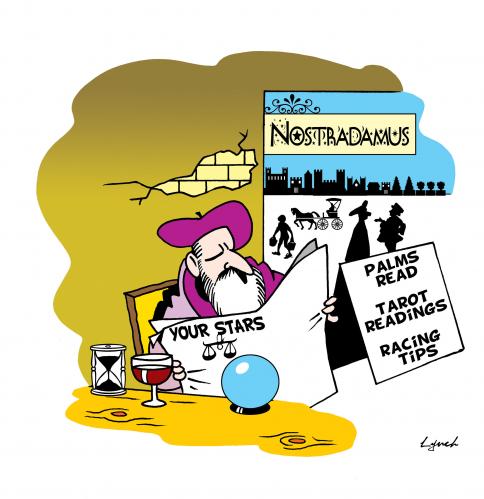 Cartoon: nostradamus (medium) by toons tagged nostradamus,future,preditions,zodiac,astrology