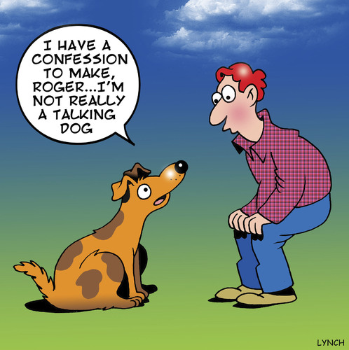 Cartoon: not really (medium) by toons tagged dogs,tricks,talking,dog,circus,confession
